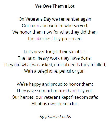 veterans day poems speeches