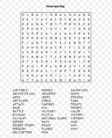 veterans day word search puzzles