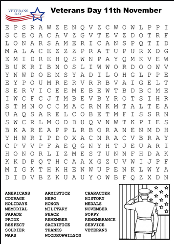 veterans day puzzles worksheets